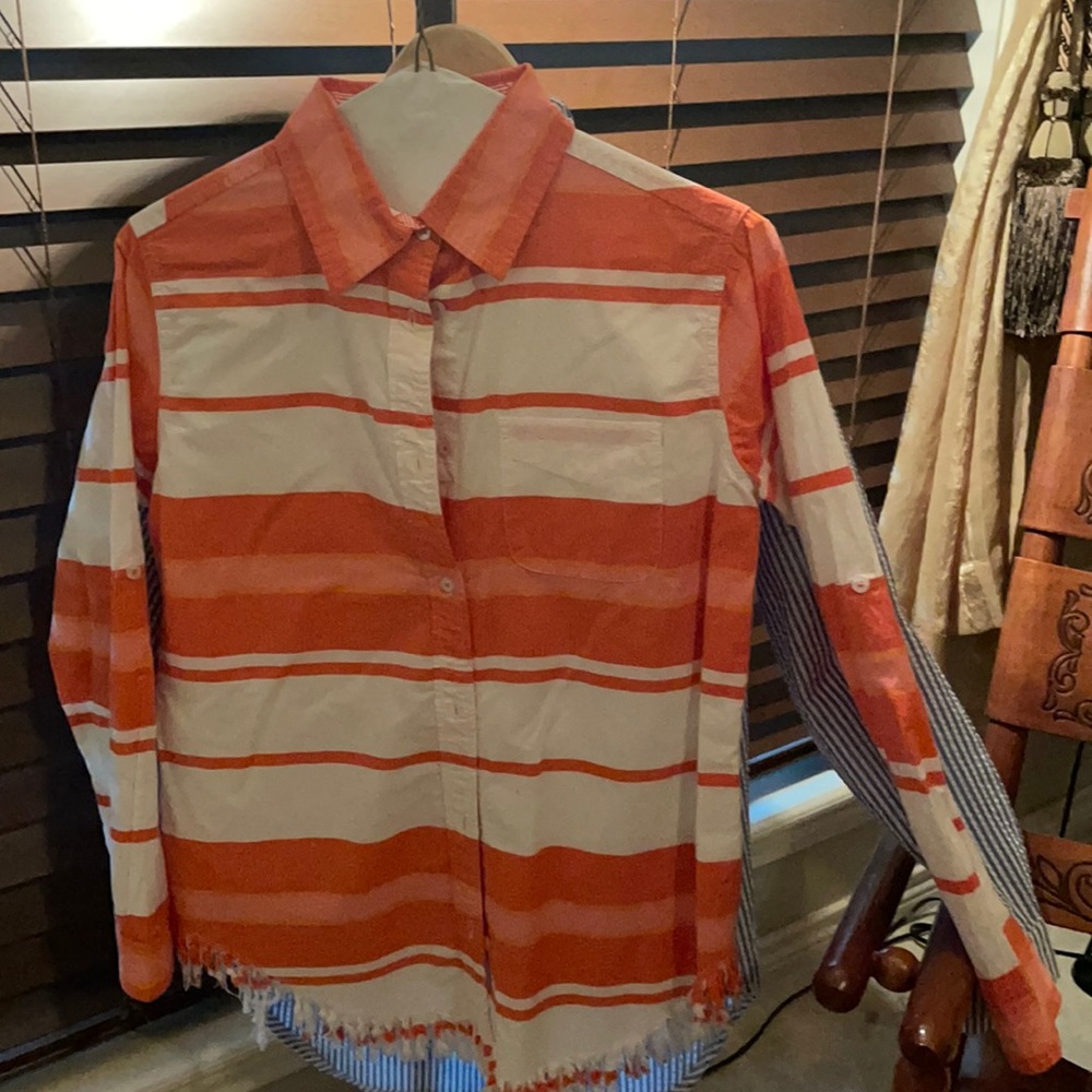 Orange and white blouse